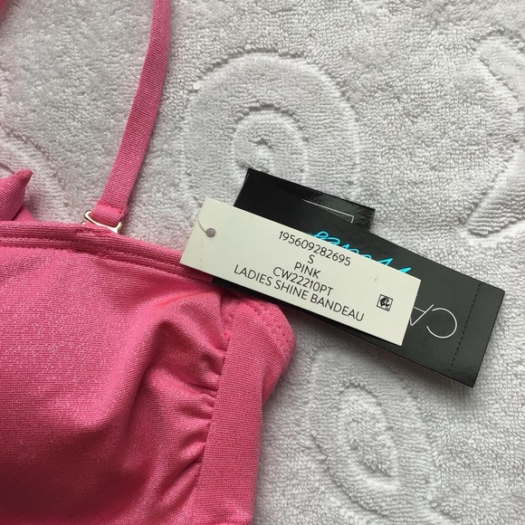 California Waves Shimmering Pink Bandeau Bikini Top - NWT - Picture 6 of 7
